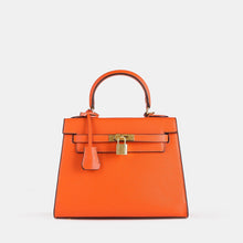 Load image into Gallery viewer, Verona 25 Saffiano Top Handle Kelly Style Handbag Vegan Leather

