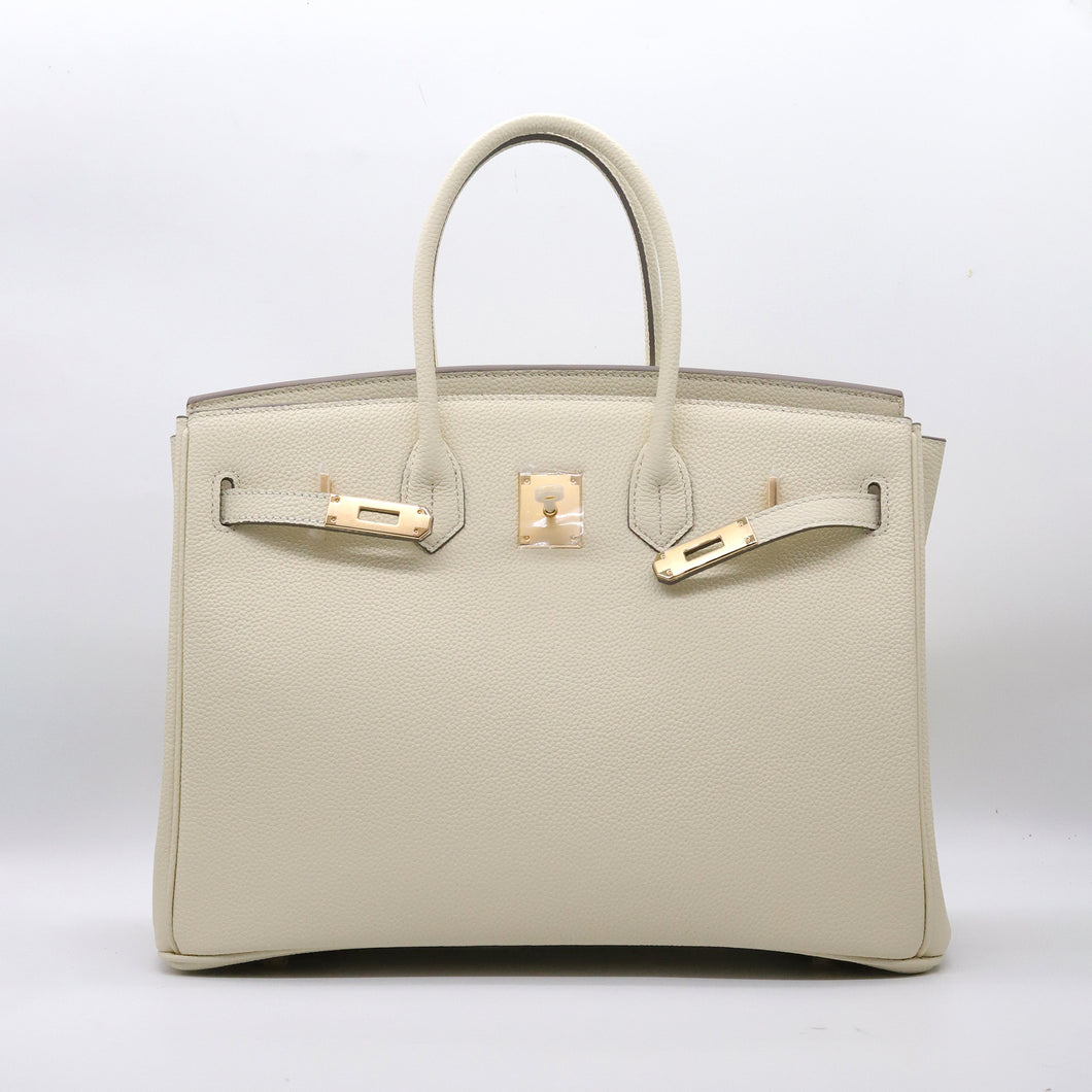 London 30 Large Size Birkin Style Top Handle Bag - Real Leather Version