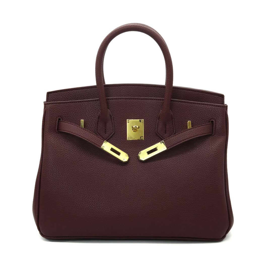 London 30 Mid Size Birkin Style Top Handle Bag - Vegan Leather Version