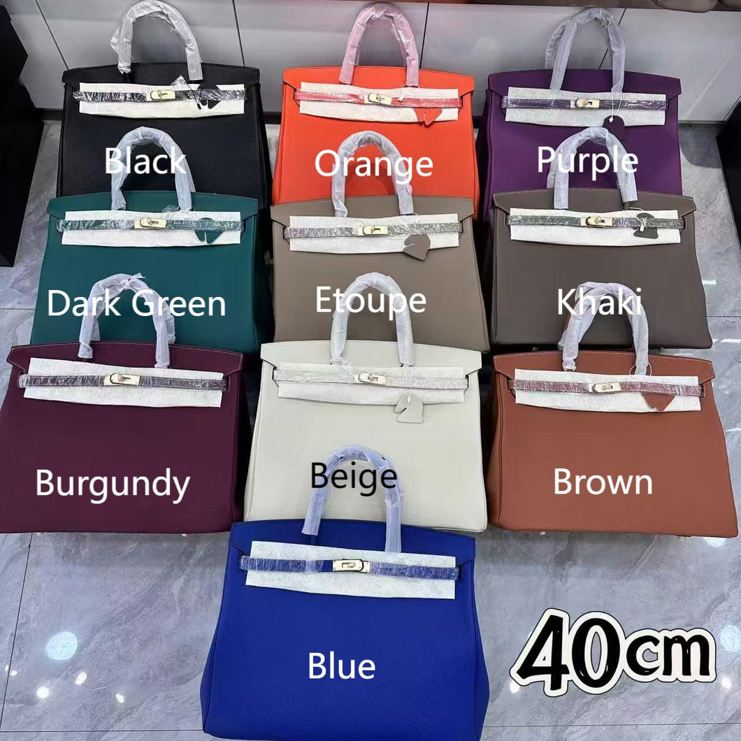 London 40 X Large Size Birkin Style Top Handle Bag - Real Leather Version