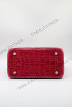 Load image into Gallery viewer, London 30 Birkin Style HCP Saltwater Croc Leather Glossy Red Mix Color Gold Hardware
