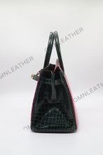 Load image into Gallery viewer, London 30 Birkin Style HCP Saltwater Croc Leather Glossy Purple Mix Color Gold Hardware
