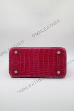 Load image into Gallery viewer, London 30 Birkin Style HCP Saltwater Croc Leather Glossy Red Color Silver Hardware
