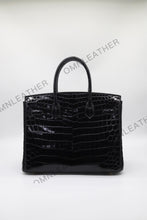 Load image into Gallery viewer, London 30 Birkin Style Nile Croc Leather Glossy Black Color Gold Hardware
