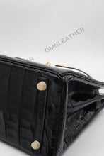 Load image into Gallery viewer, London 30 Birkin Style Nile Croc Leather Glossy Black Color Gold Hardware
