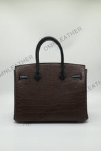 Load image into Gallery viewer, London 30 Birkin Style Saltwater Croc Leather Opaque Color Gold Hardware
