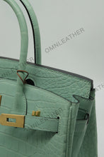 Load image into Gallery viewer, London 30 Birkin Style American Aligator Leather Opaque Color Gold Hardware
