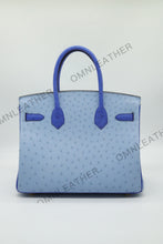 Load image into Gallery viewer, London 30 Birkin Style Ostrich Leather Light and Electrical Blue Mix Color Gold Hardware
