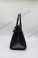 Load image into Gallery viewer, London 30 Birkin Style HCP Saltwater Croc Leather Opaque Black Color Gold Hardware
