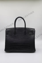 Load image into Gallery viewer, London 30 Birkin Style HCP Saltwater Croc Leather Opaque Black Color Gold Hardware
