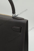 Load image into Gallery viewer, Verona 28 Kelly Style Fully Handmade Epsom Leather Ebony Color Silver Hardware
