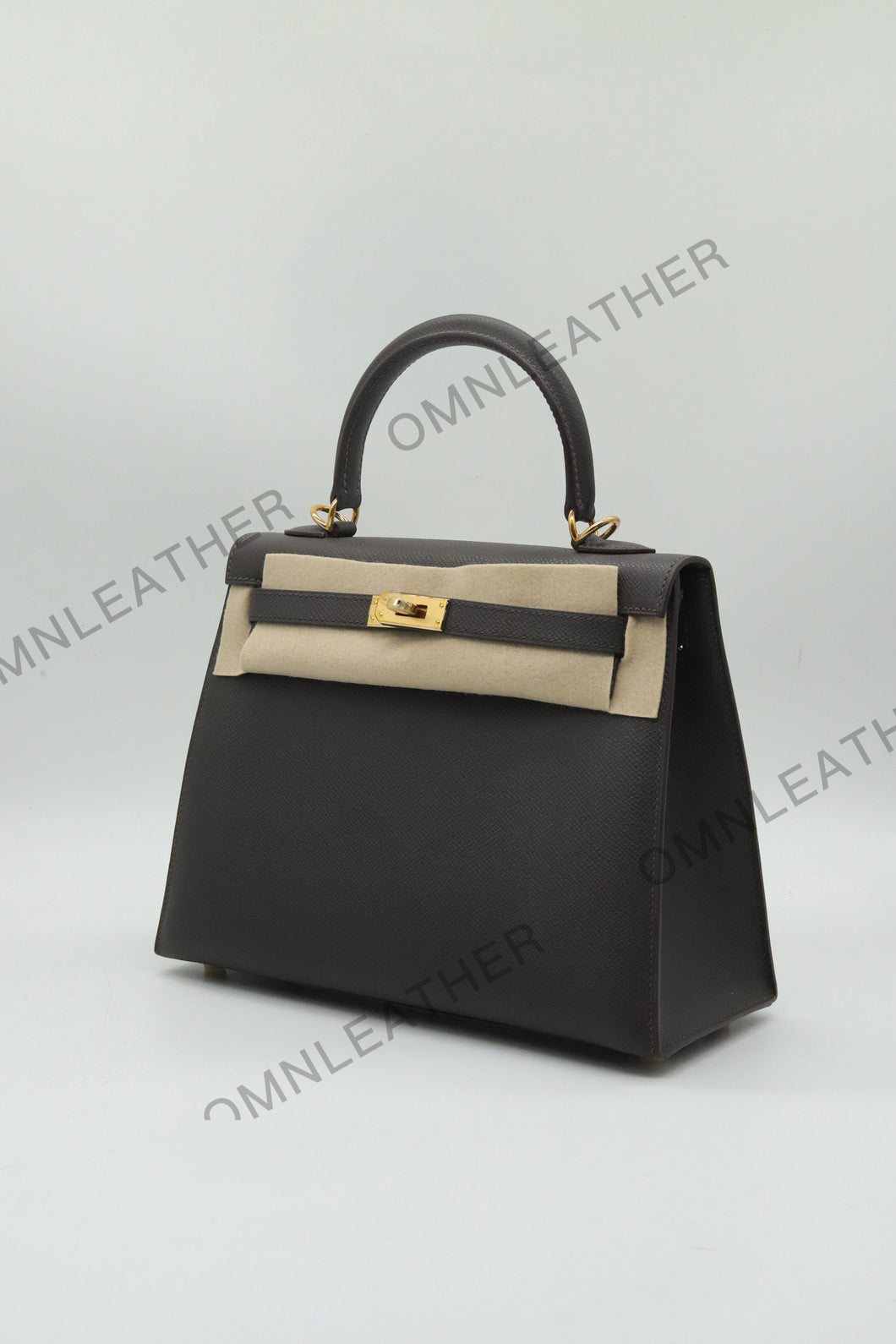 Verona 25 Kelly Style Full Handmade Epsom Leather Ebony Color Gold Hardware