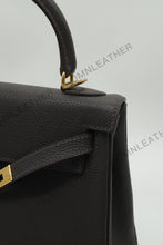 Load image into Gallery viewer, Verona 25 Kelly Style Fully Handmade Togo Leather Ebony Color Gold Hardware
