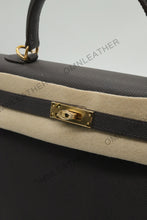 Load image into Gallery viewer, Verona 25 Kelly Style Full Handmade Epsom Leather Ebony Color Gold Hardware
