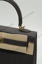 Load image into Gallery viewer, Verona 25 Kelly Style Full Handmade Epsom Leather Ebony Color Gold Hardware
