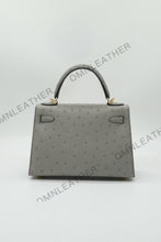 Load image into Gallery viewer, Verona 22 Kelly Style Ostrich Leather Light Grey Color Gold Hardware
