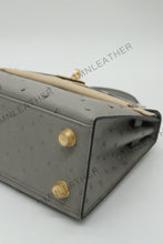 Load image into Gallery viewer, Verona 22 Kelly Style Ostrich Leather Light Grey Color Gold Hardware
