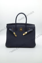 Load image into Gallery viewer, London 30 Birkin Style Touch Leather Dark Blue Color Gold Hardware
