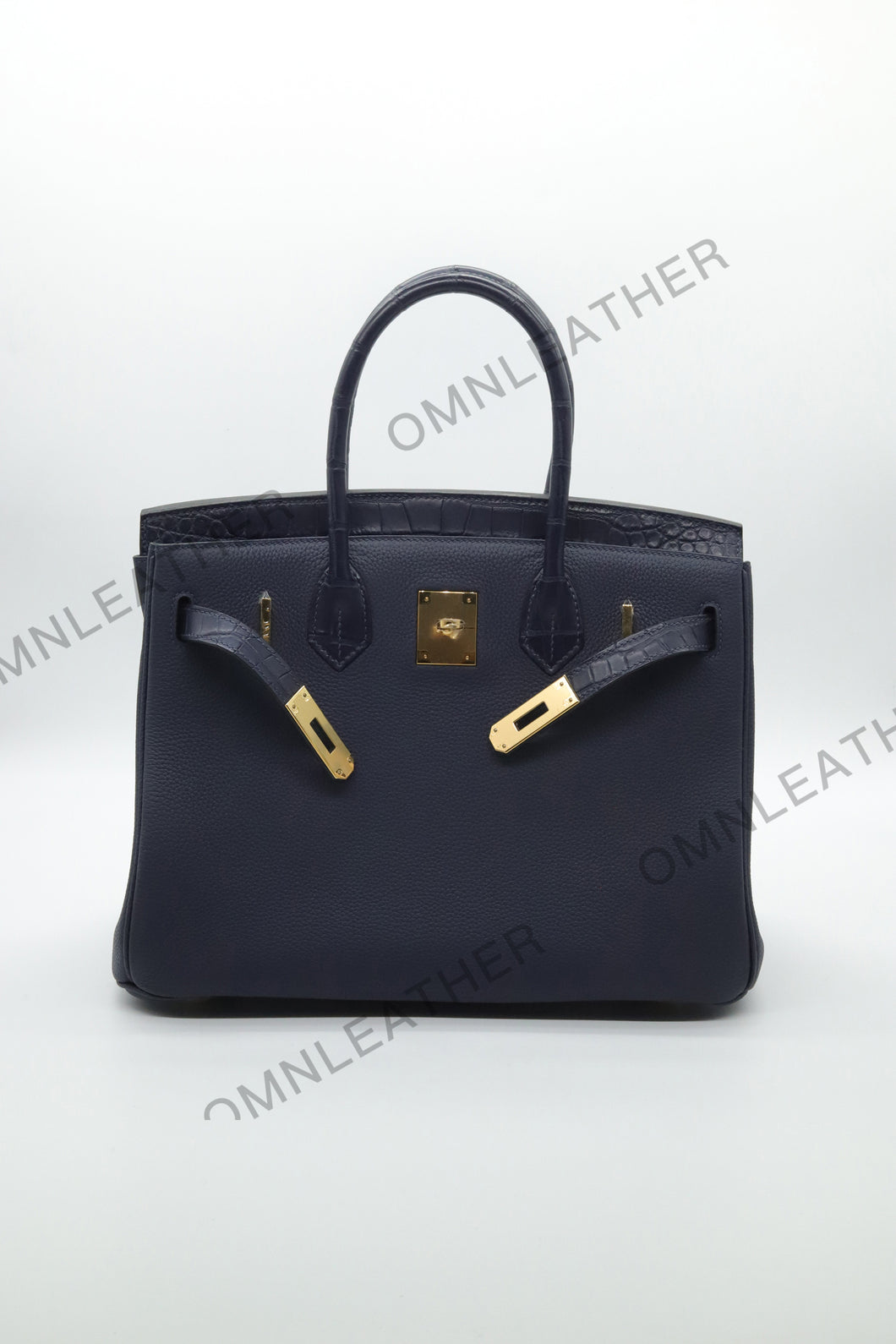 London 30 Birkin Style Touch Leather Dark Blue Color Gold Hardware