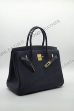 Load image into Gallery viewer, London 30 Birkin Style Touch Leather Dark Blue Color Gold Hardware
