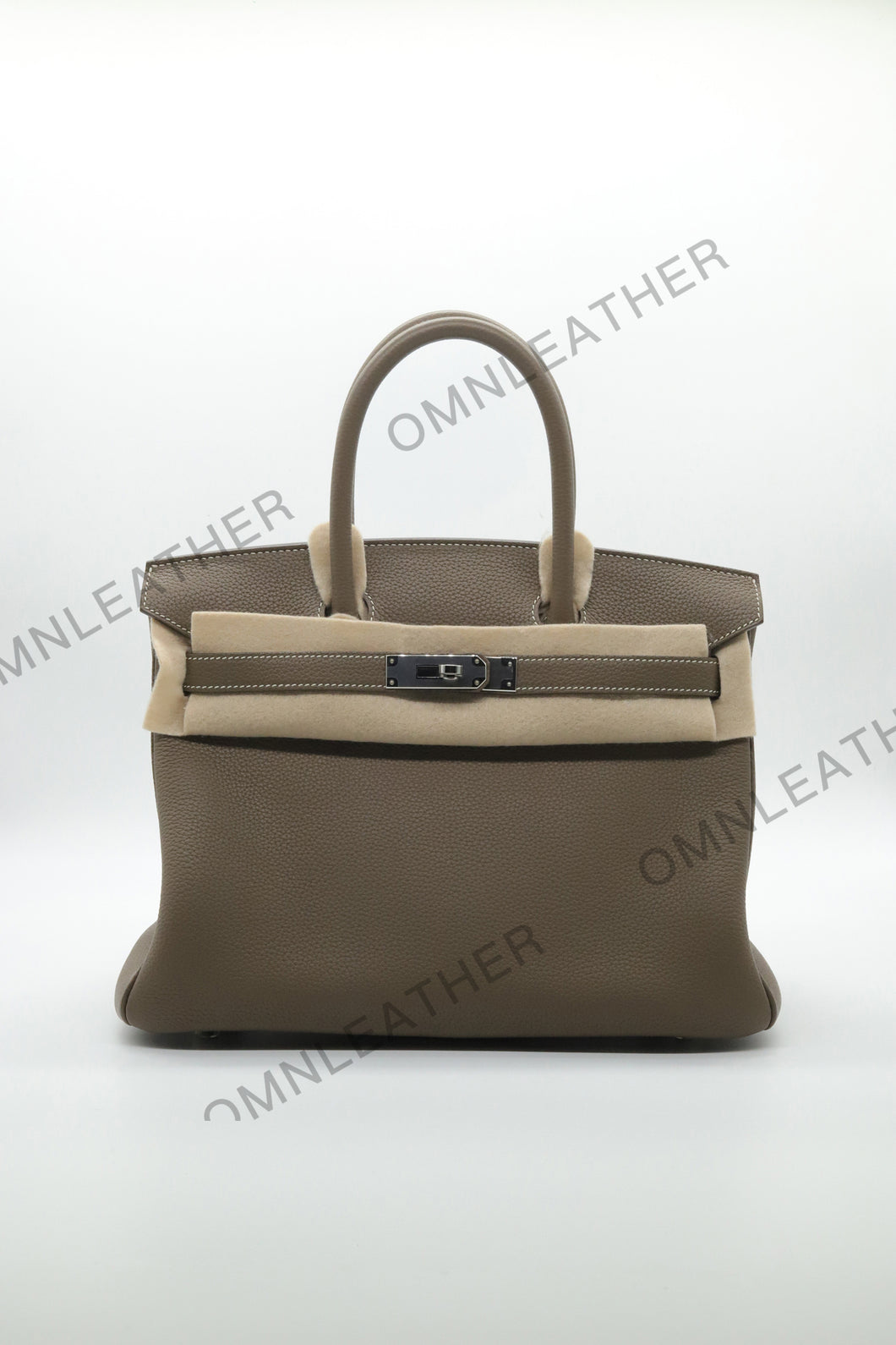 London 30 Birkin Style Togo Leather Etoupe Color Silver Hardware