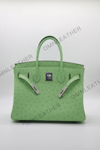 Load image into Gallery viewer, London 30 Birkin Style Ostrich Leather Green Color Silver Hardware

