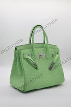 Load image into Gallery viewer, London 30 Birkin Style Ostrich Leather Green Color Silver Hardware
