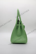 Load image into Gallery viewer, London 30 Birkin Style Ostrich Leather Green Color Silver Hardware
