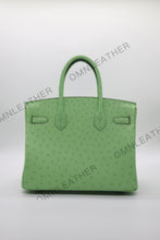 Load image into Gallery viewer, London 30 Birkin Style Ostrich Leather Green Color Silver Hardware

