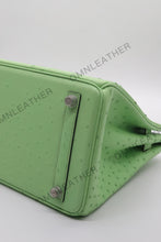 Load image into Gallery viewer, London 30 Birkin Style Ostrich Leather Green Color Silver Hardware
