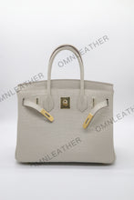 Load image into Gallery viewer, London 30 Birkin Style Saltwater Croc Leather Opaque Beton Color Gold Hardware
