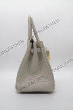 Load image into Gallery viewer, London 30 Birkin Style Saltwater Croc Leather Opaque Beton Color Gold Hardware
