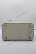 Load image into Gallery viewer, London 30 Birkin Style Saltwater Croc Leather Opaque Beton Color Gold Hardware
