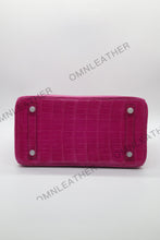 Load image into Gallery viewer, London 30 Birkin Style Nile Croc Leather Glossy Purple Color Silver Hardware

