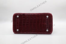 Load image into Gallery viewer, London 30 Birkin Style HCP Saltwater Croc Leather Glossy Burgundy Color Silver Hardware
