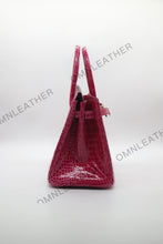 Load image into Gallery viewer, London 30 Birkin Style HCP Saltwater Croc Leather Glossy Red Color Gold Hardware
