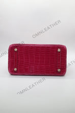 Load image into Gallery viewer, London 30 Birkin Style HCP Saltwater Croc Leather Glossy Red Color Gold Hardware
