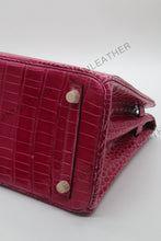 Load image into Gallery viewer, London 30 Birkin Style HCP Saltwater Croc Leather Glossy Red Color Gold Hardware
